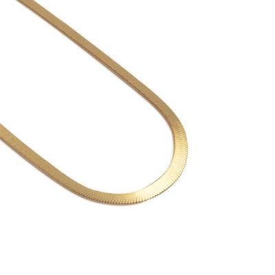 China Vintage Chris April Korean Version 925 Sterling Silver Gold Plated Fashion Choker Herringbone Chain Necklace for sale