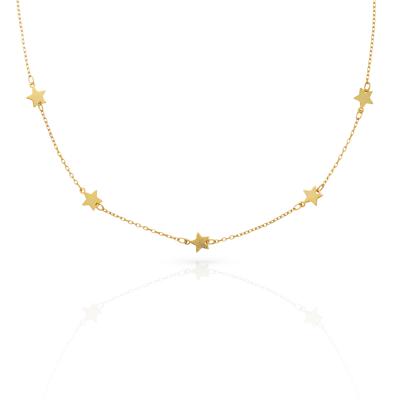 China Trendy Chris April Stock 925 Sterling Silver Gold Plated Smooth Star Charm Necklace For Women for sale