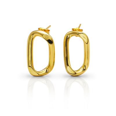 China Vintage Chris April Trendy 925 Sterling Silver Large Vintage 18k Gold Plated Twisted Hoop Earrings For Women for sale