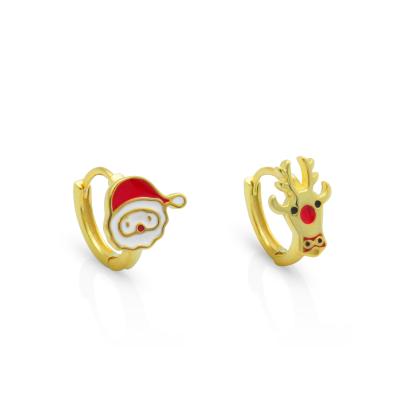 China Chris April TRENDY In Stock 925 Sterling Silver Christmas Santa Claus Reindeer Irregular Earrings for sale