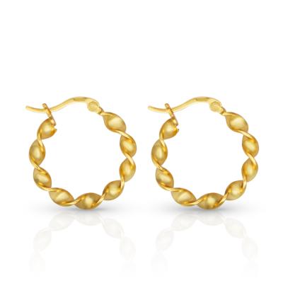 China Trendy Chris April Fashion In Stock 925 Sterling Silver Gold Plated Custom Vermeil Circle Wavy Earring for sale