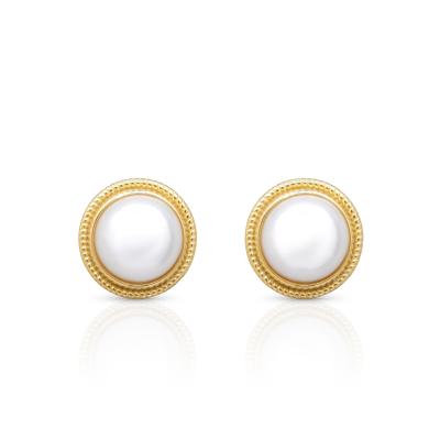 China Vintage Chris April In Stock 925 Sterling Silver Korean Version Gold Palted Simple Colorful Pearl Stud Earrings for sale