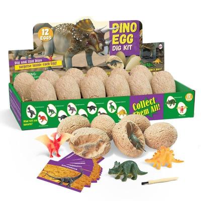 China Funny Educational Toy 12 Mixed Plastic Dino Eggs Dig Dinosaur Excavation Kit Archaeological Archeology Toys for sale