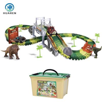 China Slot Toy Chenghai Factory Battery Operated Electric Racing Dinosaur Racing Cars Track Toys With Music And Light for sale