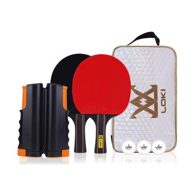 China Suitable for counter attack and defense LOKI Wholesale good prices portable ping pong racket set with retractable ping pong net for sale