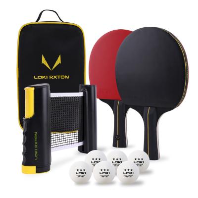 China Poplar and LOKI Rxton Series Table Tennis Set Double Layer Case Rubber Portable Table Tennis Racket for sale