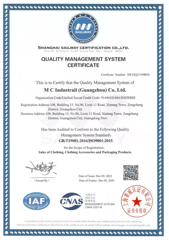 ISO9001 - MC Industrial (Guangzhou) Co.,Ltd.