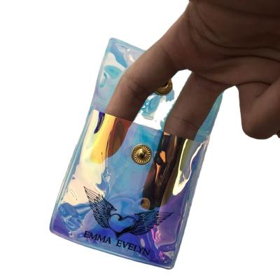 China Mini Hologram Package Reusable Ziplock Jewelry Pouch Holographic Plastic Bag For Jewelry Necklace Ring Packaging PVC Cosmetic Bag for sale