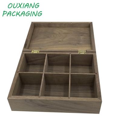 China New Design Hot Selling Black Walnut Tea Bags Wooden Box Handmade for sale