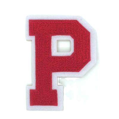 China Viable Factory Direct Wholesale Custom Embroidered Patches Iron On Patches Two Layers Varsity Letter P Patch Chenille Iron On Patches For Clothing for sale