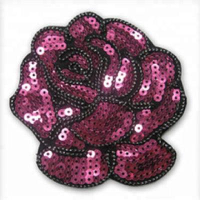 China Viable Wholesale Rose Flower Sequin Embroidery Patches For Clothing for sale