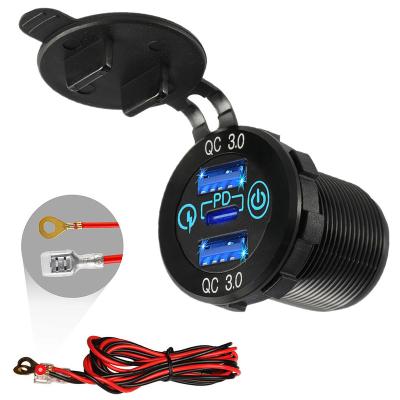 China Mobile Devices Charging On PD3.0 Port + Touch Switch Car Motorcycle ATV Scooter Bike 12v Fast Charging Motorcycle Car Charger for sale