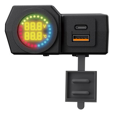 China USB charger+voltmeter+temperature display+power switch usb fast mobile charger new for motorcycle with temperature display for sale