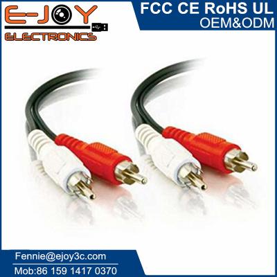 China Male Multimedia To Male 2 RCA Audio Extension Cable With Red White Connector for sale