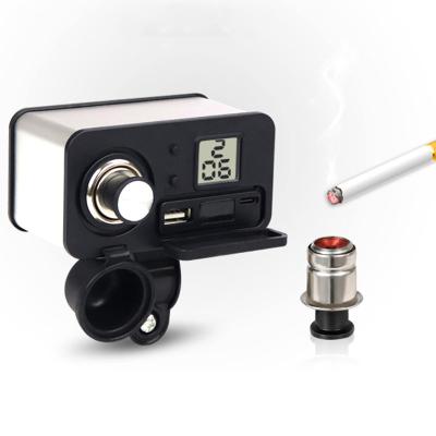 China High Quality Motorcycle USB Cigarette Lighter With Voltmeter+Clock+Switch for sale