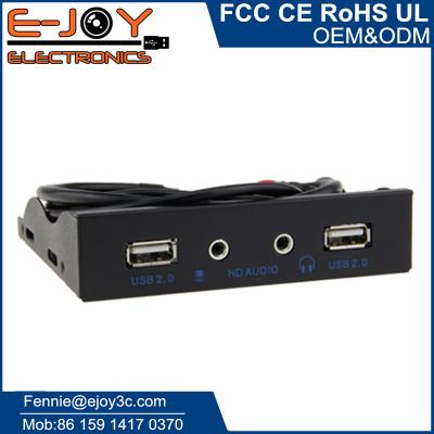 China Supports hot swapping 2 ports USB2.0 + HD audio left front panel USB audio for desktop for sale