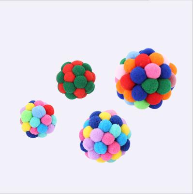 China Custom Viable Colorful Handmade Cat Toy Bell Ball Pet Cat Toy Bouncy Ball for sale