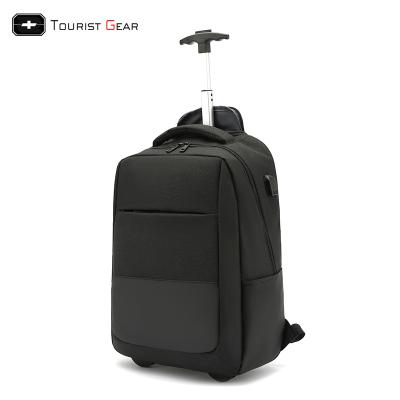 China Wholesale Outdoor Trolley Backpack For Men Business Travel Waterproof Rucksack With USB Port Fashion Filling Nylon Bag With Wheels for sale