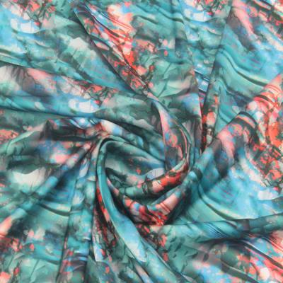 China Shaoxing 3% polyester 97% spandex armanii satin chiffon spandex digital printed soft feeling fabric memory for casualwear pajamas for sale