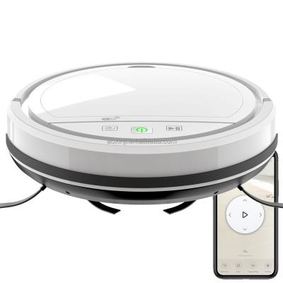 China WiFi Smartphone APP Auto Control Rechargeable Sweeper Hotel Robot Vacuum Cleaner Robot Cleaner Wiping White 2500PA Suction for sale