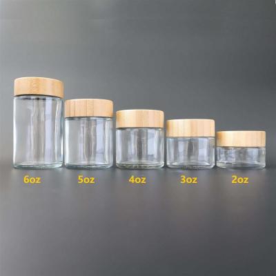 China Kinderbeständiges Bambusdeckel-Glasgefäß 2oz 3oz 4oz 5oz 6oz für Hanf-Speicher zu verkaufen