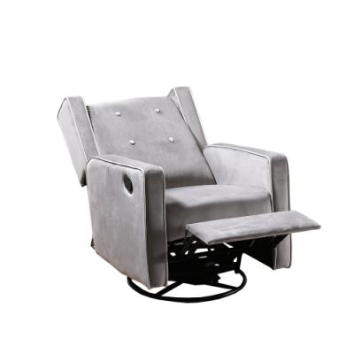 China Modern Extendable Manual Swivel Living Room Velvet Recliner Light Gray Leathaire Sofa for sale