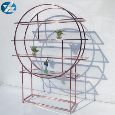 China Round Rose Gold Decorative Racks Shape Stainless Steel Round Wine Rack Rose Gold Decorative Racks Shape Stainless Steel Wine Rack for sale