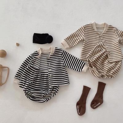 China Anti-Shrink Wholesale Autumn Striped Long Sleeve And Baby Pants Shorts Infant Unisex Clothing for sale