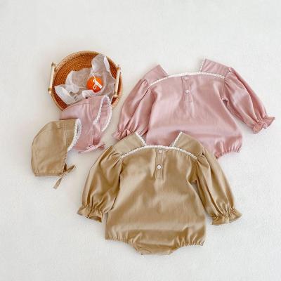 China 100% Cotton New 2023 Spring  Clothing Baby Girl Romper Cotton Tube Bubble Long Sleeve Jumpsuit for sale