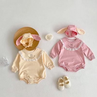 China 100% Cotton Wholesale  Newborn Infant Toddler Baby Cotton  Long-Sleeve Rabbit Printed Baby Sweatshirt Romper Unisex for sale