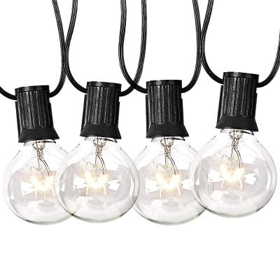 China Outdoor Decorative Lights 25pcs E12 G40 Edison Bulbs Connectable Christmas Tungsten Filament String Light Waterproof 27FT String Lights for sale