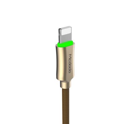 China China wholesale mobile phone auto disconnect QC3.0 charging cable for iphone with led light for sale