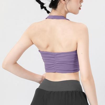 China Zhejiang Bean Paste Powder Sling Gym Yoga Top Breathable Bra for sale