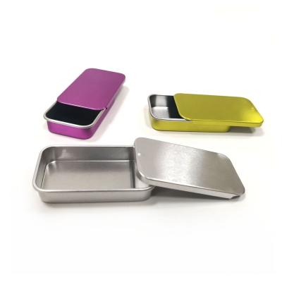 China Hot recyclable! In Mint Mini Metal Tin Box Slide Perfume Free Sample Brow Stocking Soap Candy Candy Top 9.5cm*6cm*0.8cm for sale