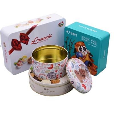 China Food Grade HOT! Custom Large Oval Cookie Chritmas Gift Packaging Food Container Luxury Metal Tin Can Box for sale