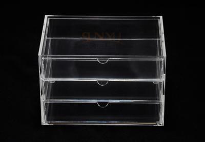 China OEM 3 Tier Drawers Custom Store Fixture Clear Acrylic Storage For Supermarket for sale