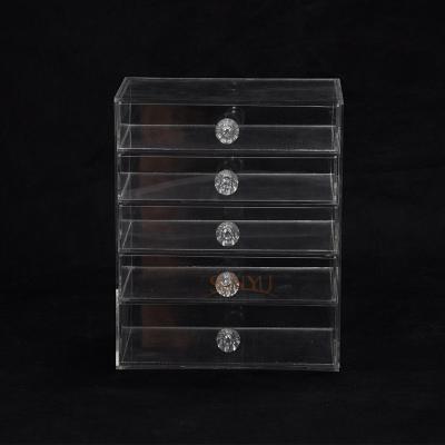 China 5 Tier Acrylic Display Stand Custom Store Fixtures Jewelry Display Drawer With Diamond Handle for sale