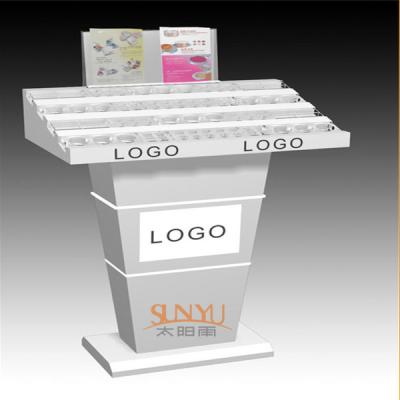 China Custom Retail Flooring Display Stands Acrylic Storage Trays For Makeup Printing Color Logo for sale