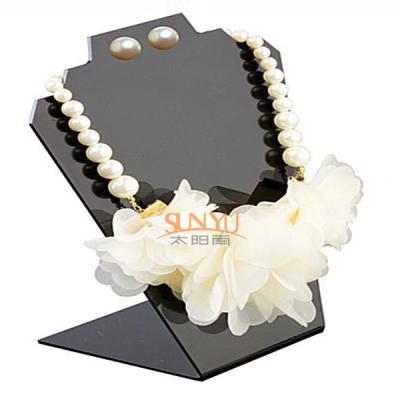 China Black Jewellery Necklace Display Stands Two Holes For 2 Necklace And 1 Set Earrings for sale