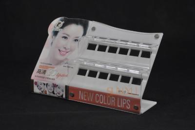 China Clear Acrylic Lipstick Display Stand With Advertisement Printing for sale