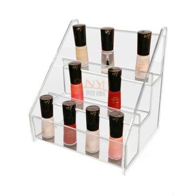 China Clear 3 Tier Acrylic Nail Polish Table Rack Display Counter Stand for sale