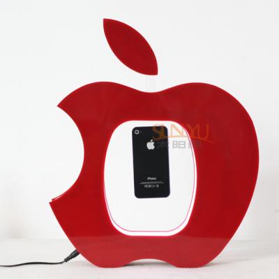 China Table Advertising Stands Acrylic Mobile Phone Holder Magnetic Levitation Floating Display Apple Shaped for sale