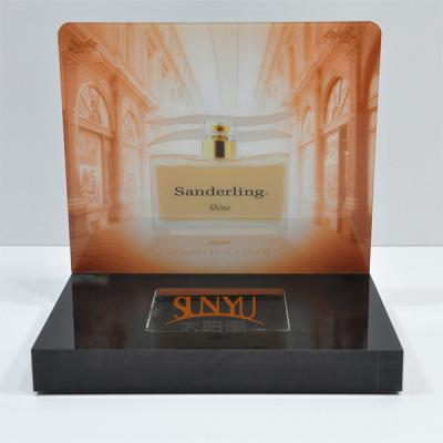 China Laser Cutting Craft Cosmetic Display Rack Respectively Perfume Show for sale