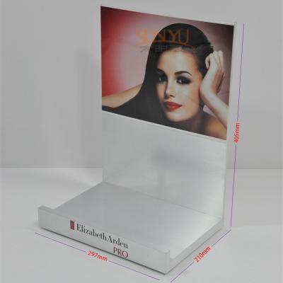 China Brushed Silver Printing Acrylic Advertising Display Stand Lightweight for sale