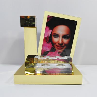 China LED Acrylic Perfume Retail POS Displays With Gold Magnetic Levitation for sale