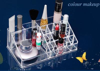 China Cosmetics Nail Polish Acrylic Display Stand Transparent 16 Compartments for sale