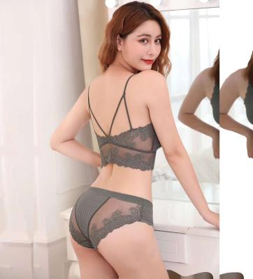 China Wholesale QUICK DRY beautiful comfort girl wireless back protection set bra lace vest bra and sexy panty set for sale