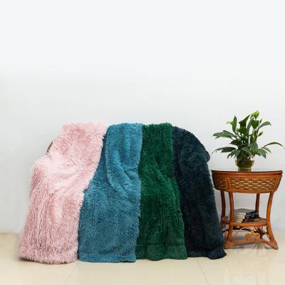 China Polyester Faux Fur Rabbit Ladder Blanket Puffy Blanket Anti-pilling Blanket Custom Samoan Throw Blanket for sale