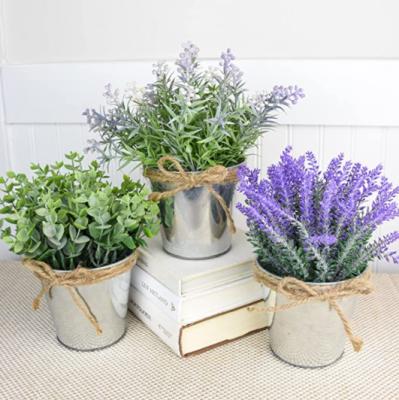 China 2021 Minimalist NEW Arrive Lavender Flowers Artificial Plants Small Rigged 3 Pack Plants For Shelf for sale