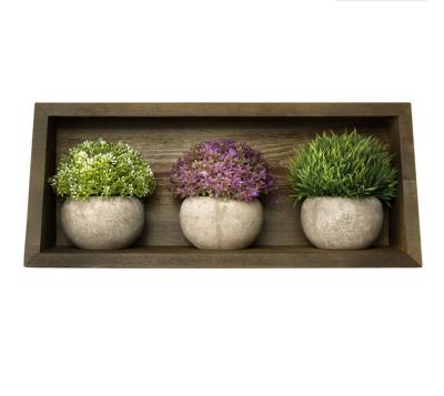 China Decoration artificial plants for decoration with shelf - artificial plant decor on wooden plant shelf for sale